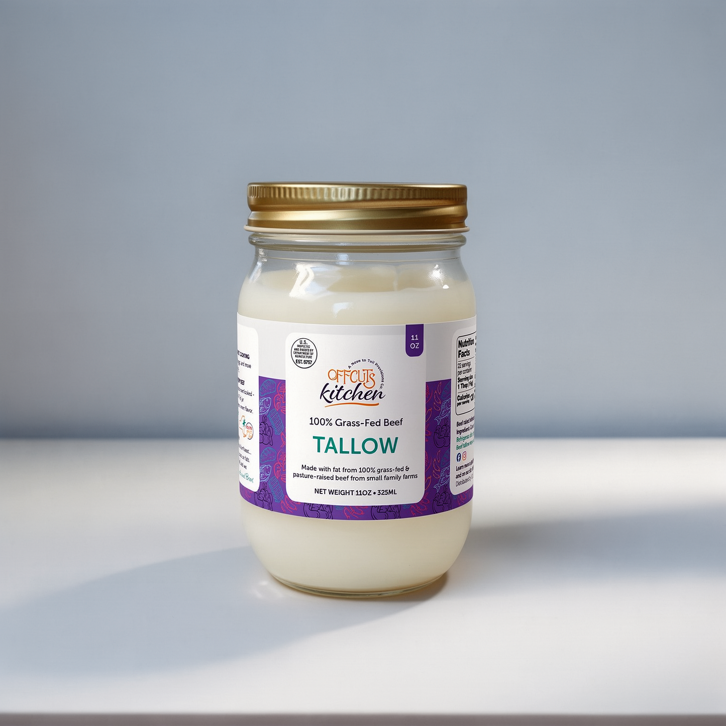 100% Grass-Fed Beef Tallow (11 oz)